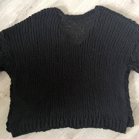 Free People Women’s Black Loose Knit Relaxed Fit Sweater Size Small - Picture 2 of 11